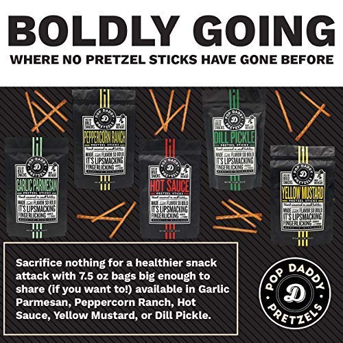 Pop Daddy Flavored Pretzels Sticks, Garlic Parmesan, 3oz Healthy Gourmet Pretzels Snacks, 15 Pack