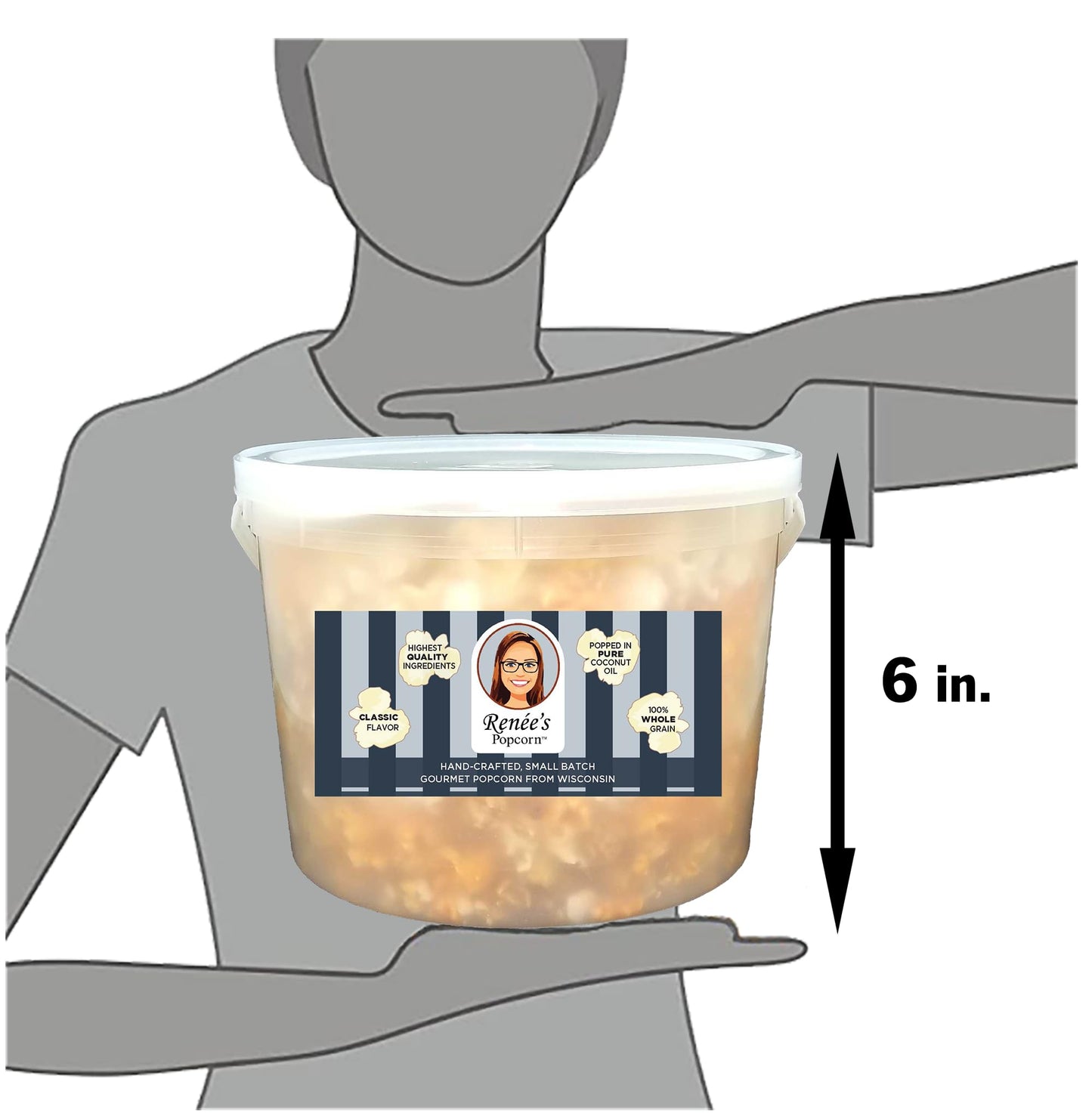 Ren  Es Buttery Theater Gourmet Popcorn - Classic Buttery Salted Flavor Crispy, Popped Fresh, Handmade Delightful Snack - Gift I