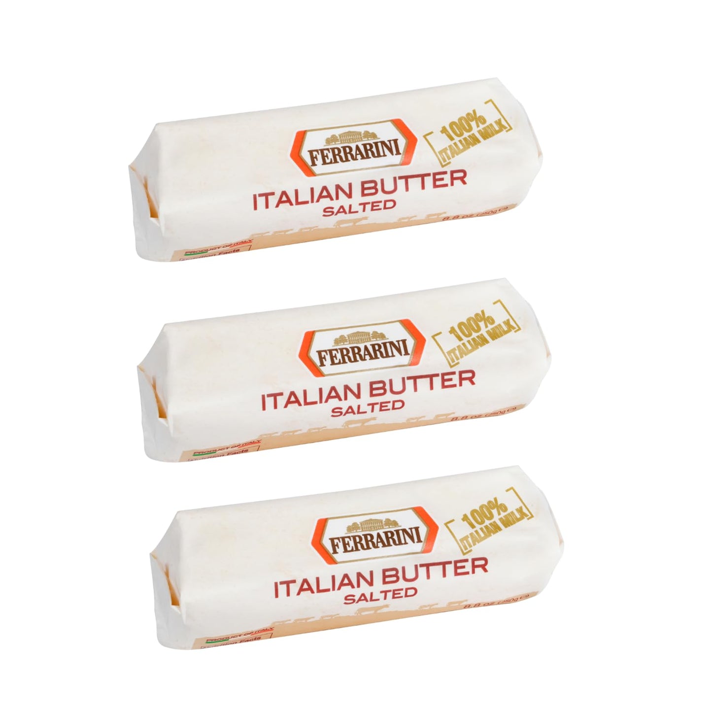 Ferrarini Salted Butter Pack of 3 | 100% Italian | Non-GMO | 8.8 oz each