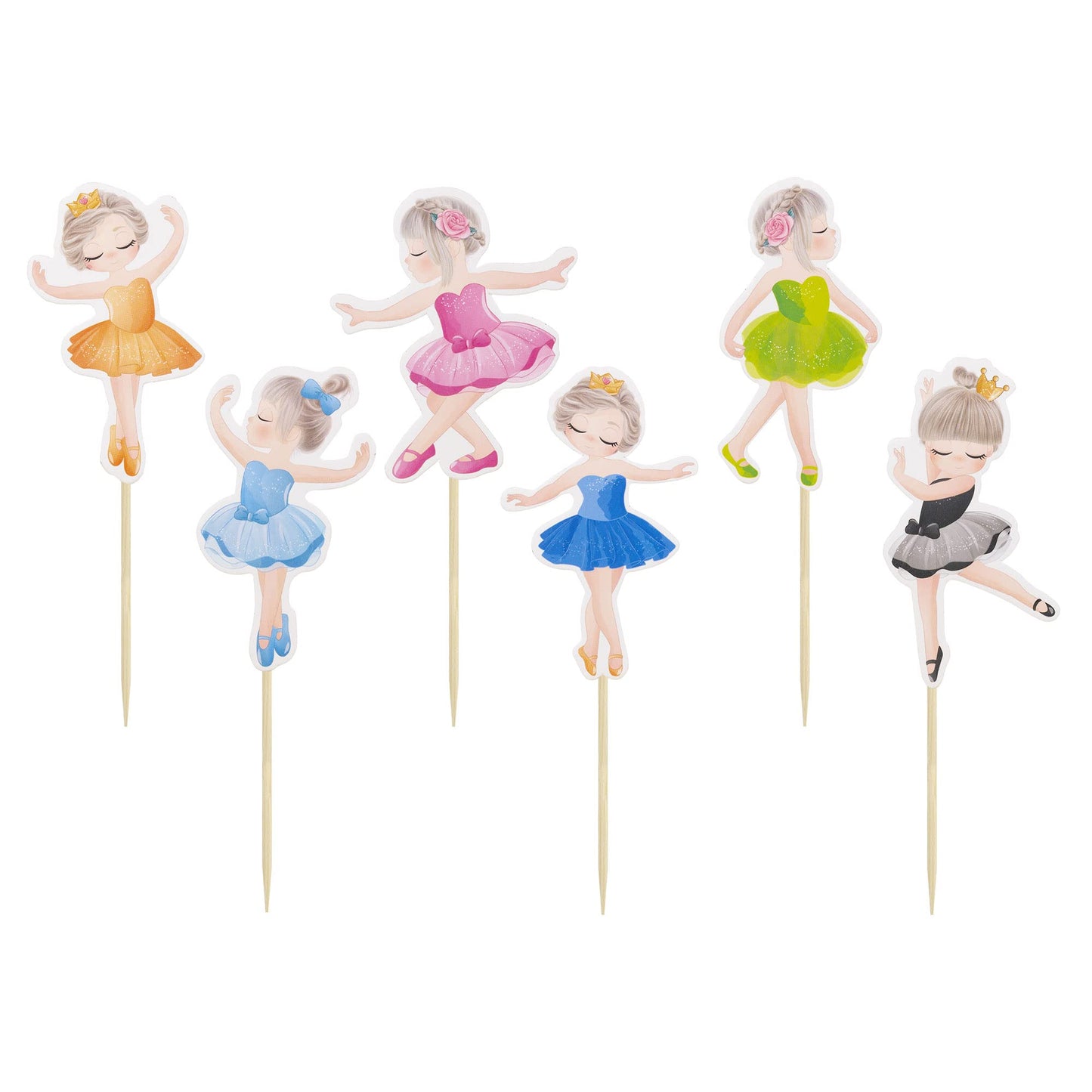 Gyufise 36Pcs Ballerina Cupcake Toppers Colorful Baby Girl Cupcake Toppers Ballet Dancer Girls Cupcake Toppers Dancing Cake Dess