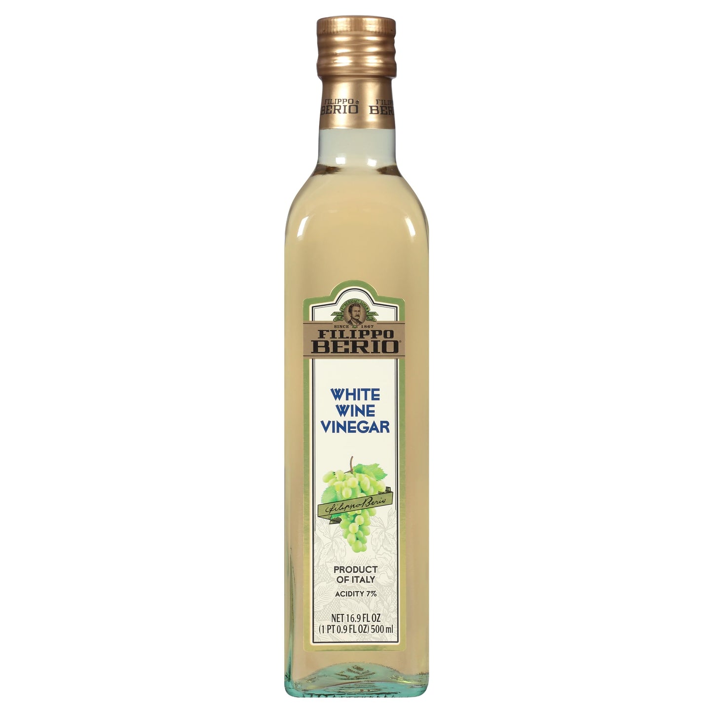 Filippo Berio White Wine Vinegar, Gluten Free, Non-GMO, 16.9 Fl Oz