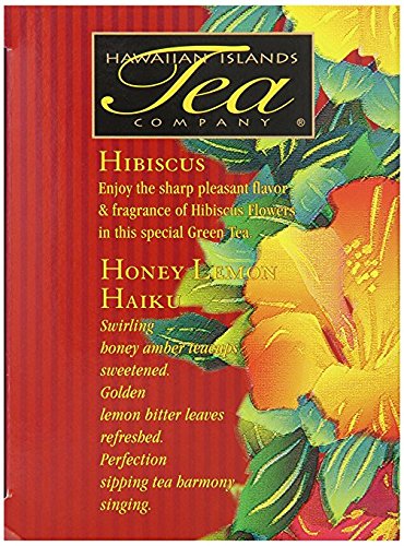 Hawaiian Islands Tea Company Hibiscus Honey Lemon Tropical Green Tea, All Natural - 20 Teabags (1 Box)