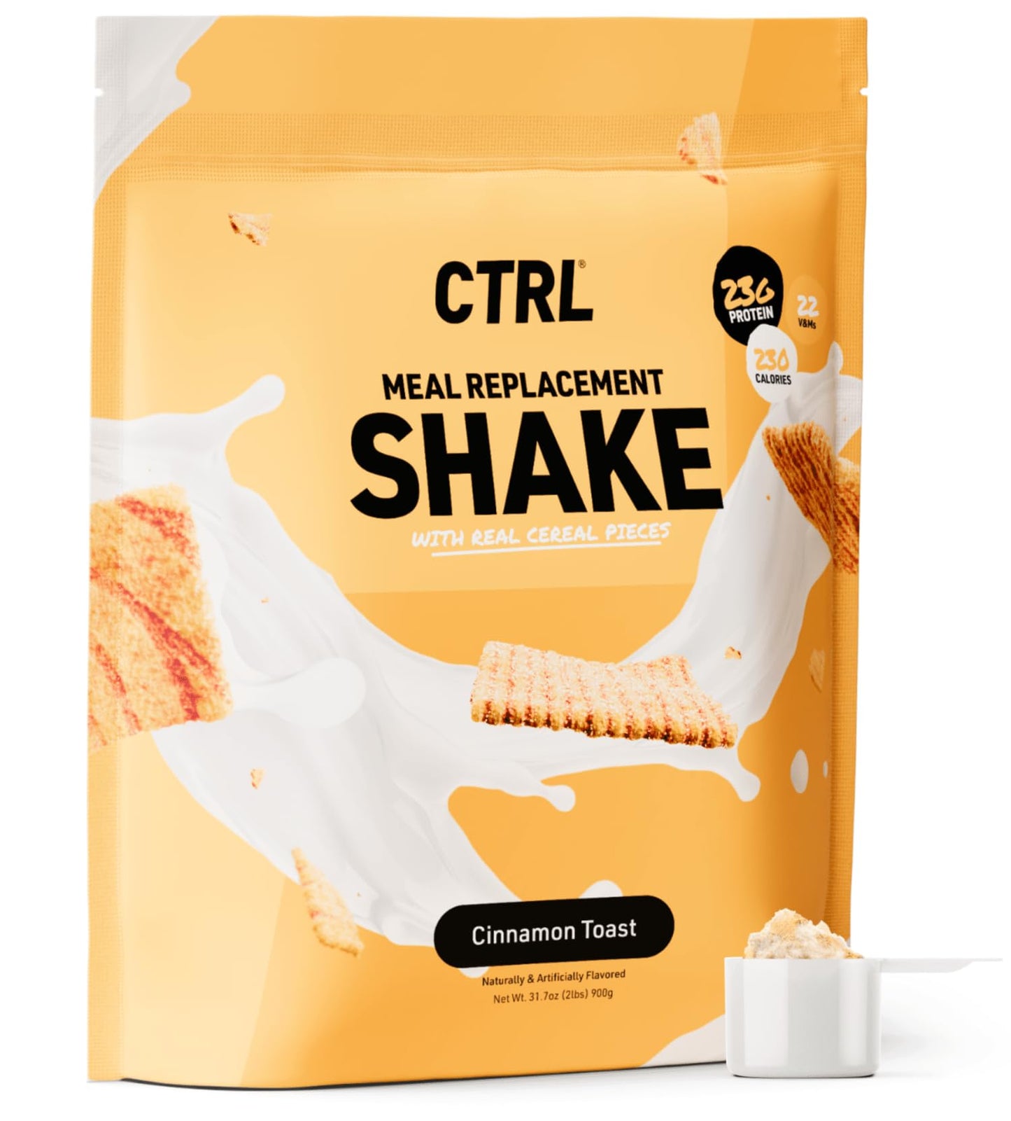 CTRL Meal Replacement Shake - Cinnamon Toast, 15 Servings, 23g Protein, 8g Fiber, 32 Oz