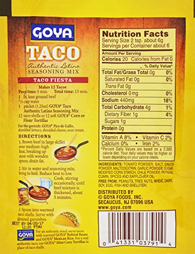 Goya Foods Taco Seasoning Mix, 1.25 Ounce (Pack Of 24)