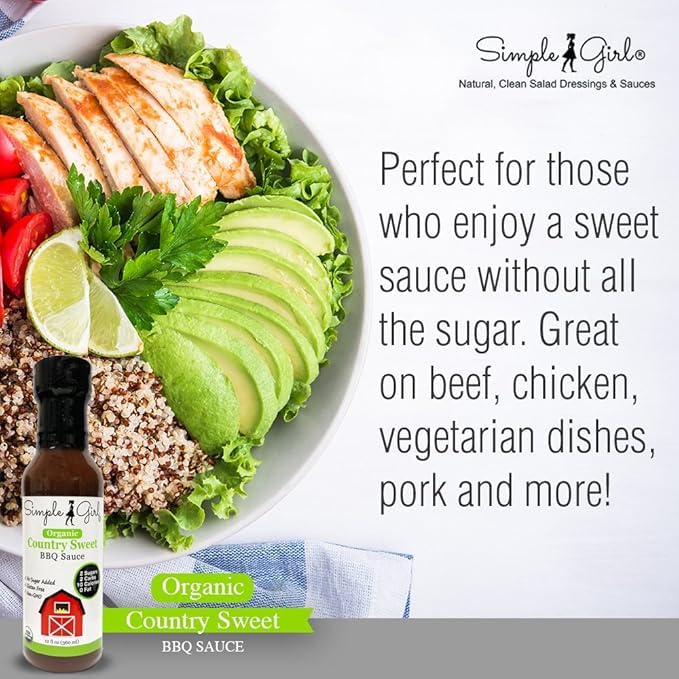 Simple Girl Organic Bbq Sauce - Carolina, Country Sweet, Southern Blend - Organic, Gluten Free, Vegan, Paleo, Keto, Diet Friendly - 12Oz 3 Pack