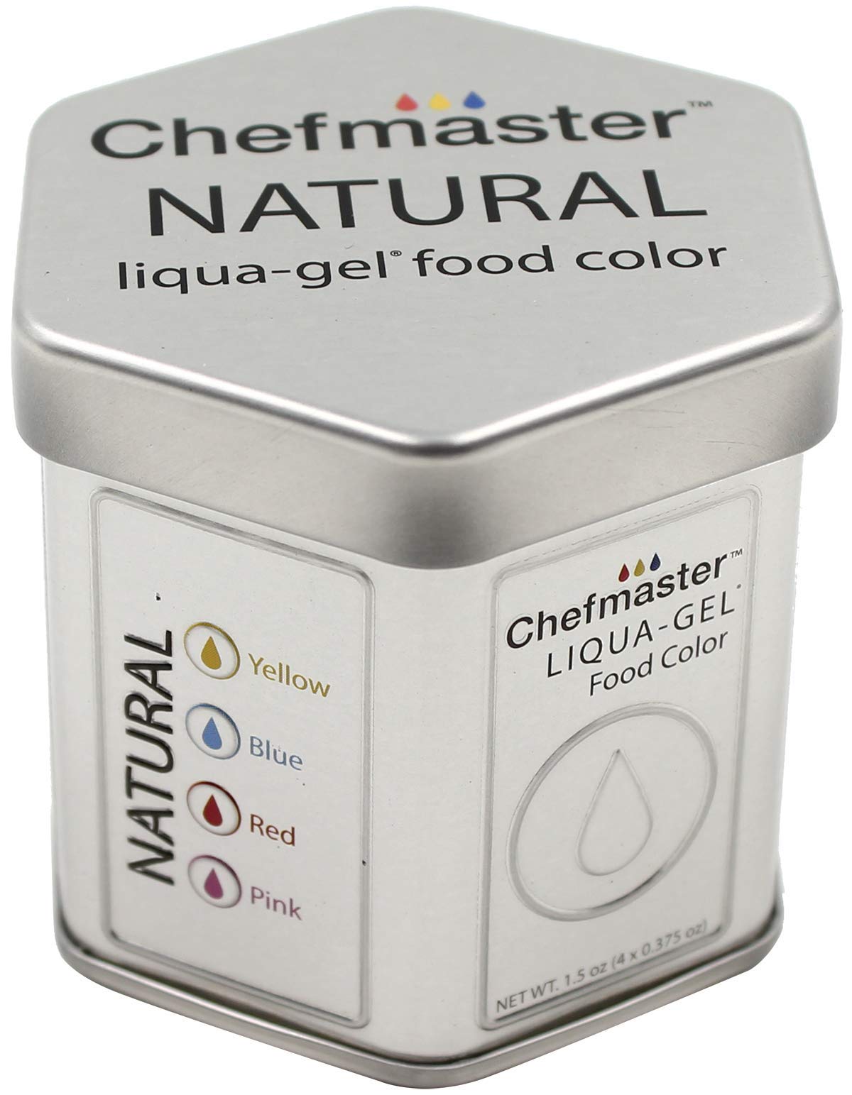 Chefmaster Natural Liqua-Gel Food Coloring Kit, 4 Count Pack, Plant-Based, Vibrant Colors, 0.37 Fl Oz each, Red