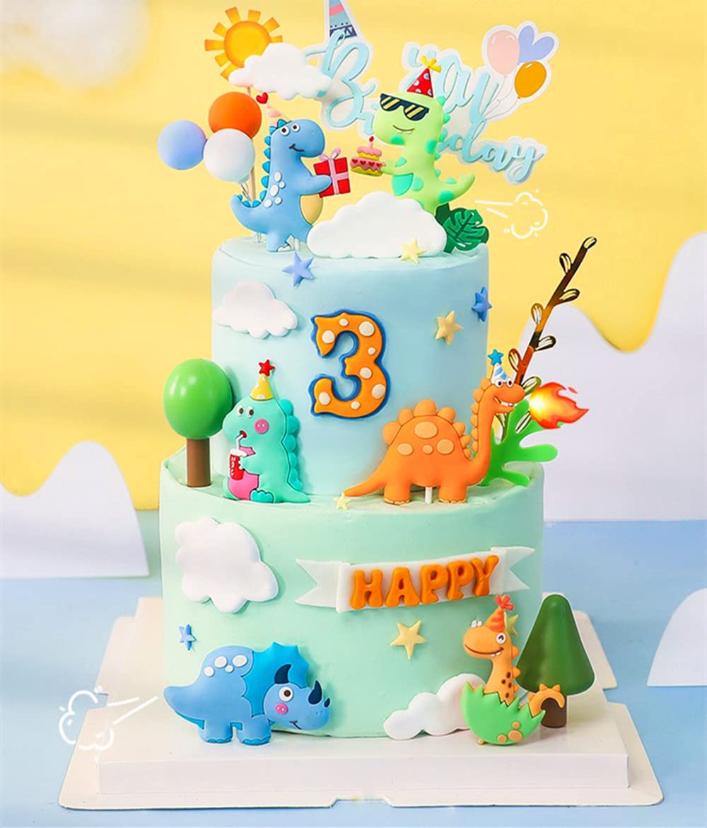 Gallarato 6 Pcs Little Dino Birthday Cake Decoration Dinosaur Cake Decoration Little Dinosaur Birthday Party Supplies Dinosaur P