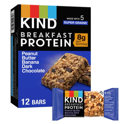 KIND Breakfast Protein Bars, Peanut Butter Banana Dark Chocolate, Healthy Snacks, Gluten Free, 8g Protein, 6 Count