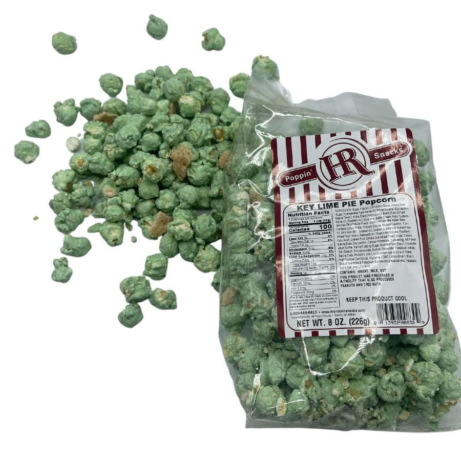 Hr Poppin' Snacks Key Lime Popcorn | Made In Small Batches | Party Popcorn | Vibrant, Fresh Flavor | Key Lime Pie Popcorn | Swee