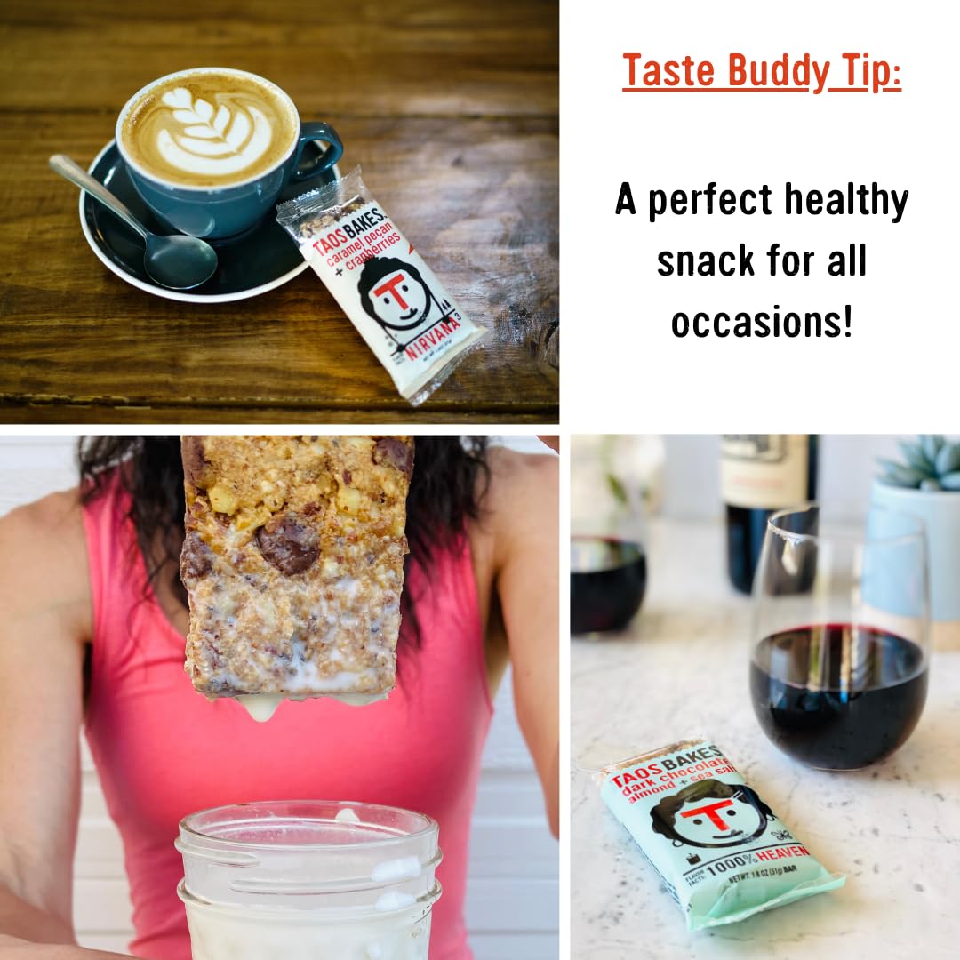 Taos Bakes - Coffee + Dark Chocolate - Breakfast Bar - 8G Of Protein, 6G Fiber, & Gluten Free - Healthy Snack For Mature-Themeds - Filled With Pine Nuts, Almonds, Chocolate, & Chia Seeds - 12 Pack, 1.8Oz Ea
