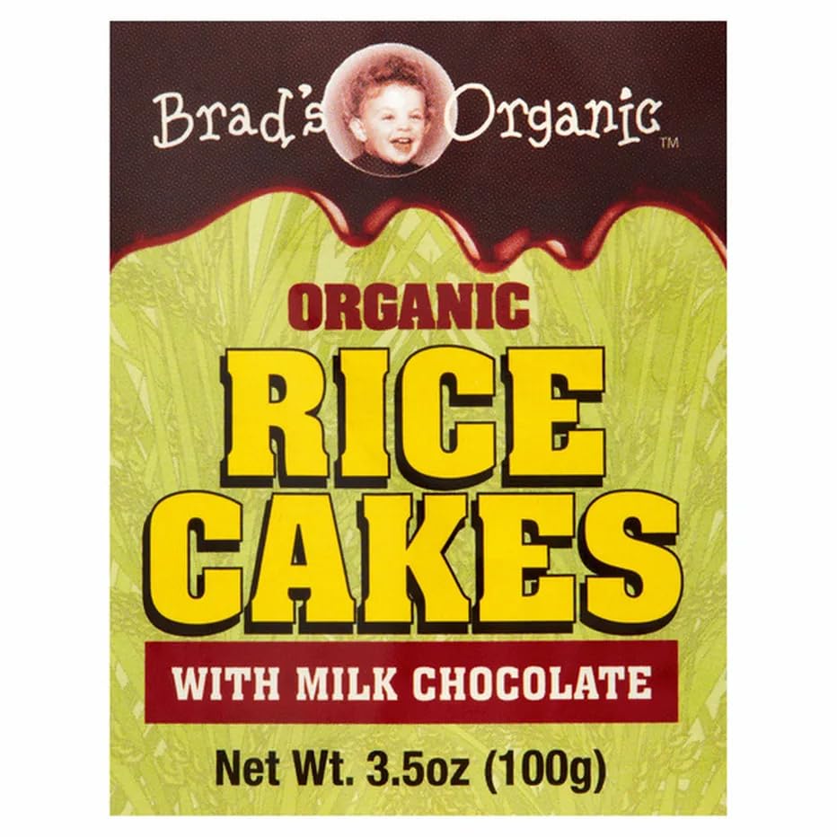 Brads Organic Milk Chocolate Covered Rice Cakes, Usda Organic, Nut Free, Cholesterol Free, Low Sodium, No Salt, 3.5 Oz, Pack Of