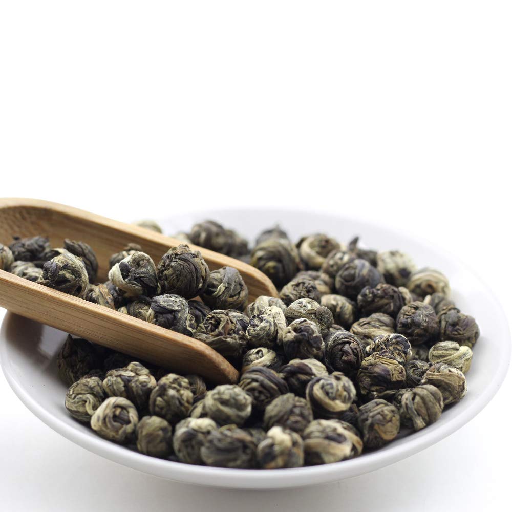 LWXLJMJZC Jasmine Dragon Pearls Tea - Loose Leaf Green Tea, 100g/3.5oz, Pleasant Jasmine Aroma, For Hot and Cold Brew