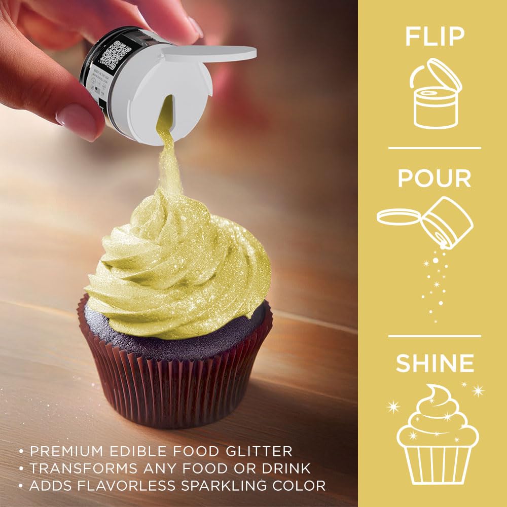 Bakell - Noen Yellow Tinker Dust (5G, 1X Jar) Edible Glitter For Food, Desserts, And Beverages!