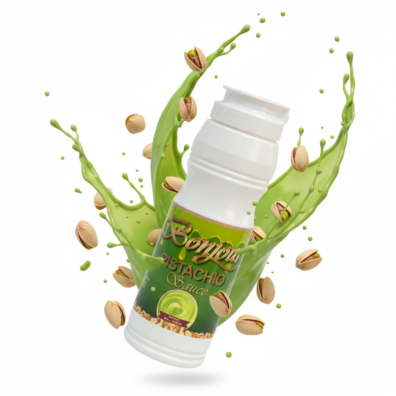 Bonjour Pistachio Cream Sauce - Adds Rich Nutty Flavor & Smooth Finish - Non-Gmo Pistachio Sauce Spread & Paste With Butter For Sweet & Savory Dishes - Ideal For Dubai Chocolate - 1.10 Lb (17.6Oz)
