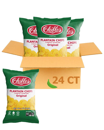 Chifles Original Salted Plantain Chips - 24 Indvidual Bags - Crunchy & Salty Plantain Chips - Less Fat Than Most Potato Chips -