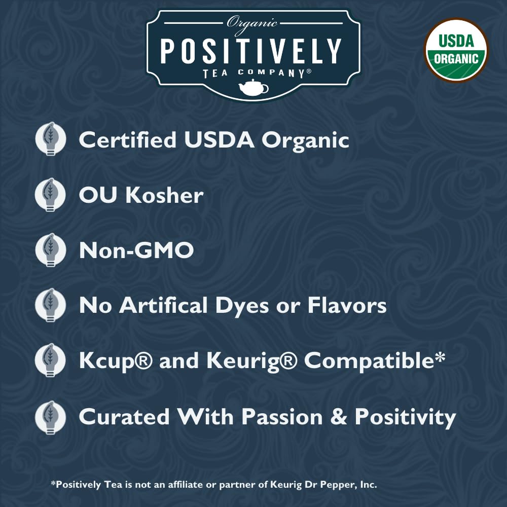 Organic Positively Tea Company, Blackberry Black Tea, K-Cup Compatible, 24 Pods