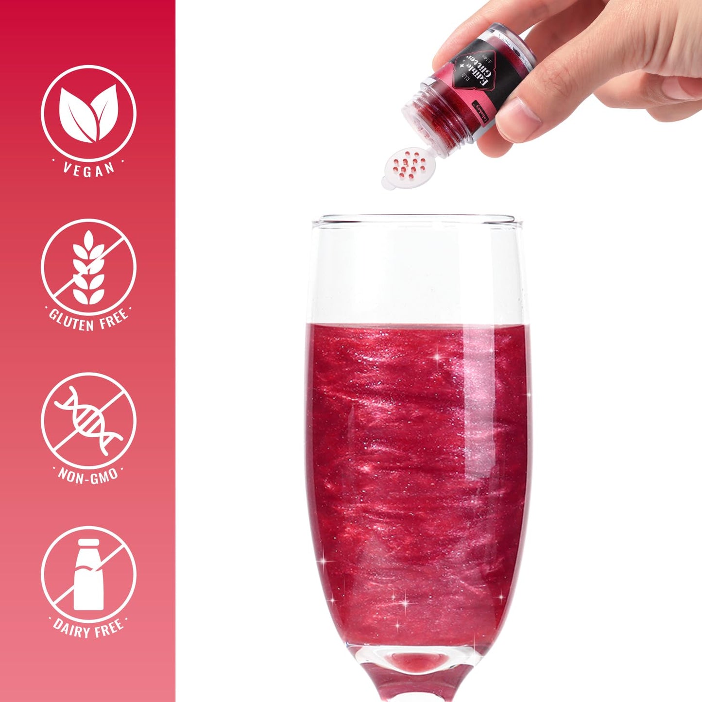 Cobakey Ruby Red Edible Glitter - 4g Food Grade Luster Dust for Baking, Cake Decorating, and Fondant