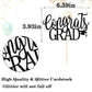 LVEUD Congrats Grad Cake Topper, Black Cardboard Graduation Decoration for 2025 Party