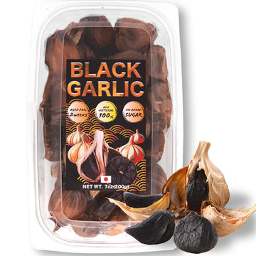 Black Garlic - Whole Japanese Ajo, Rich Sweetness Like Balsamic or Prunes, Fermented Foods Superfood, Ready to Eat for Snack or 