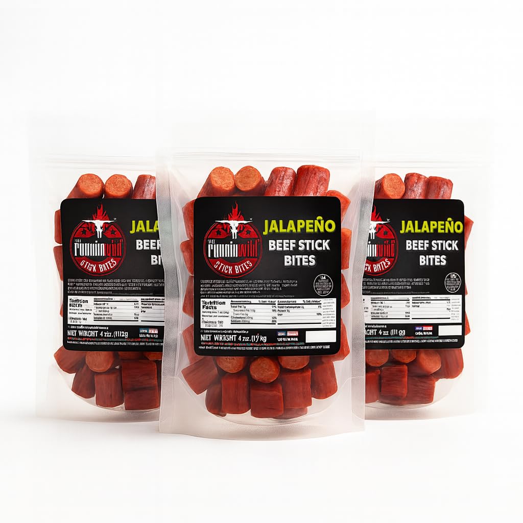 Jalapeo Beef Stick Snack Bites | Spicy Jalapeo 100% Beef | Protein-Packed  Bold & Zesty Flavor | Bite-Sized Meat Snacks | 12Oz Total (Pack Of 3 Bags  4Oz Each)