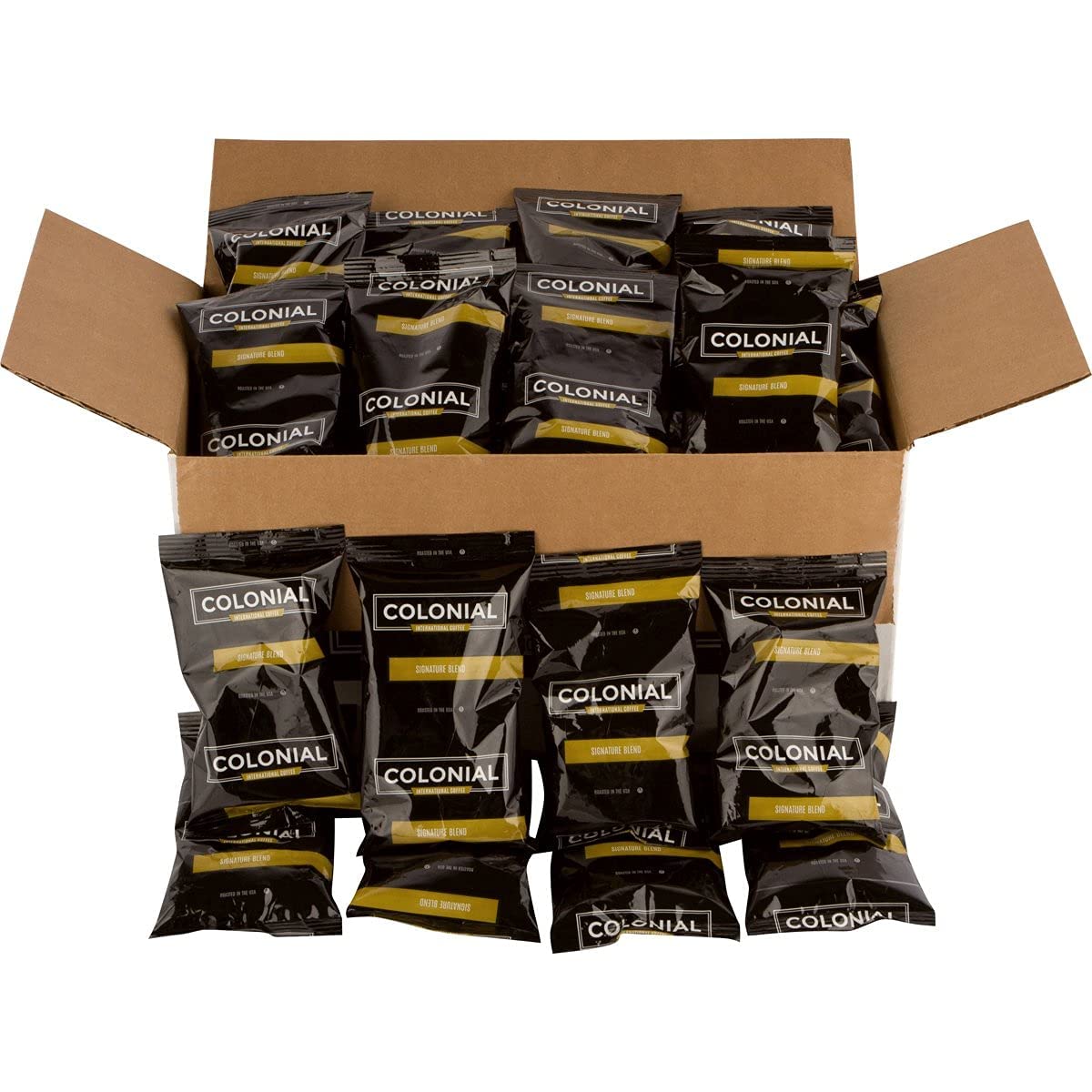 COLONIAL INTERNATIONAL COFFEE 32 Count Breakfast Blend Medium Roast Coffee Packets, 2.5 Ounce Each, Bulk Ground for Home & Office