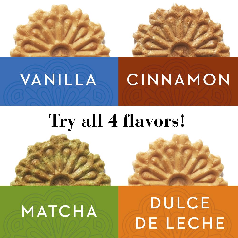 Reko Pizzelle Waffle Cookies - Cinnamon, Individually Wrapped Snack Packs, 5 Cookies per Pack, Box of 12 - No Artificial Flavors or Preservatives