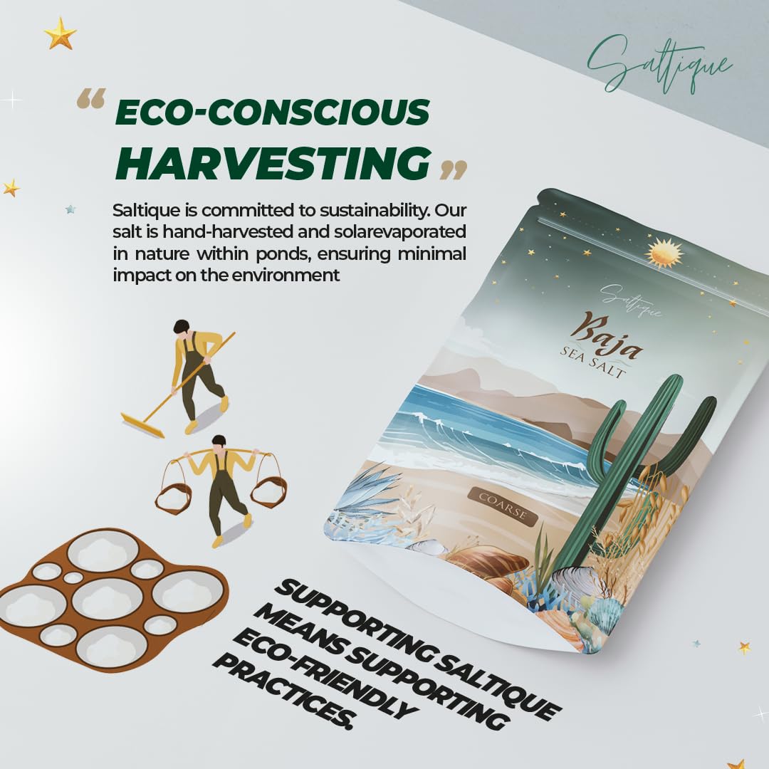 Saltique Coarse Baja Sea Salt - 90 Minerals for Hydration - 8 Ounce - Non-GMO, 100% Unrefined, Paleo-Vegan