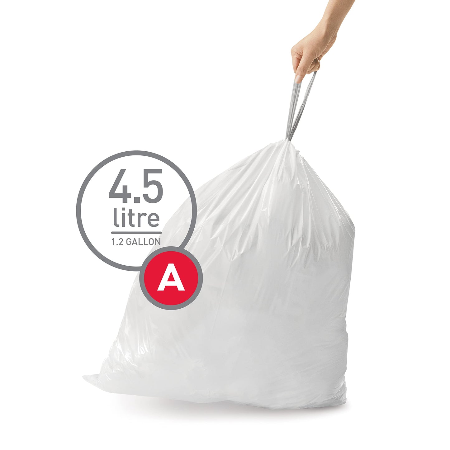 Simplehuman Code A Custom Fit Drawstring Trash Bags In Dispenser Packs, 30 Count, 45 Liter 12 Gallon, White