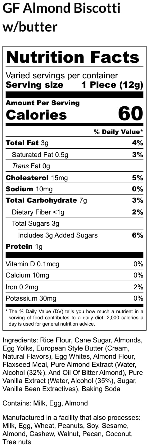 True Delicious GLUTEN FREE INGREDIENTS ALMOND BISCOTTI  buttery  fine Italian cookies  baked twice (4 boxes of 6oz each)