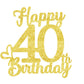 40 Birthday Cake Toppers-Gold Glitter, 40Th Cake Topper For Men,40 Cake Topper For Women, 40Th Birthday Decorations,40Th Birthda