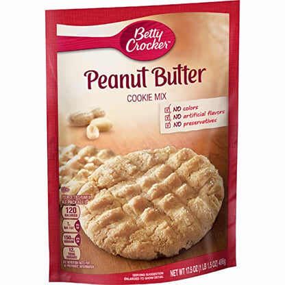Betty Crocker, Peanut Butter Cookie Mix, 17.5oz Pouch (Pack of 6)