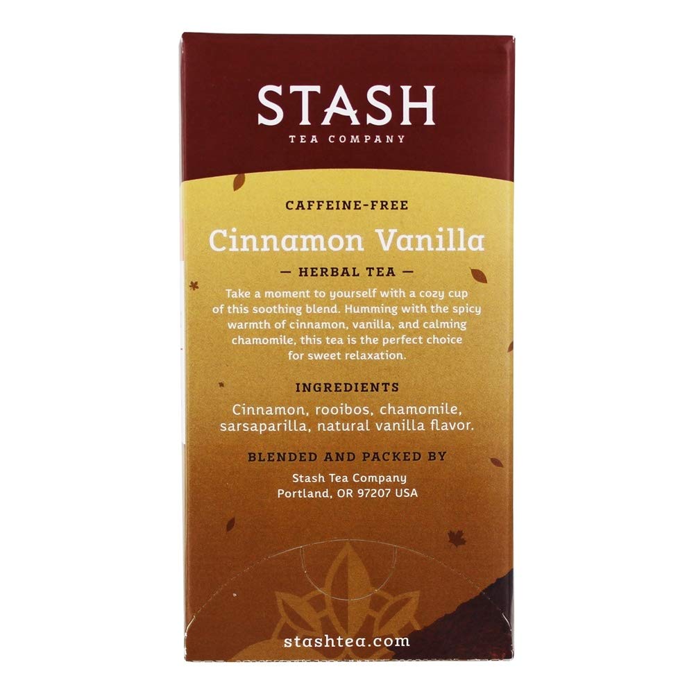 Stash Tea Premium Herbal Tea, Cinnamon Vanilla, 18 Count, Caffeine Free, Model 8481