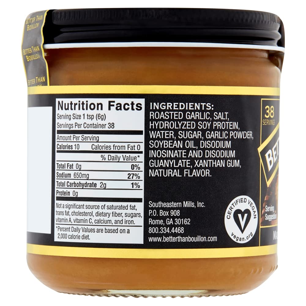 Better Than Bouillon Premium Roasted Garlic Base, 8 Ounce (Pack of 4), 38 Servings Per Jar