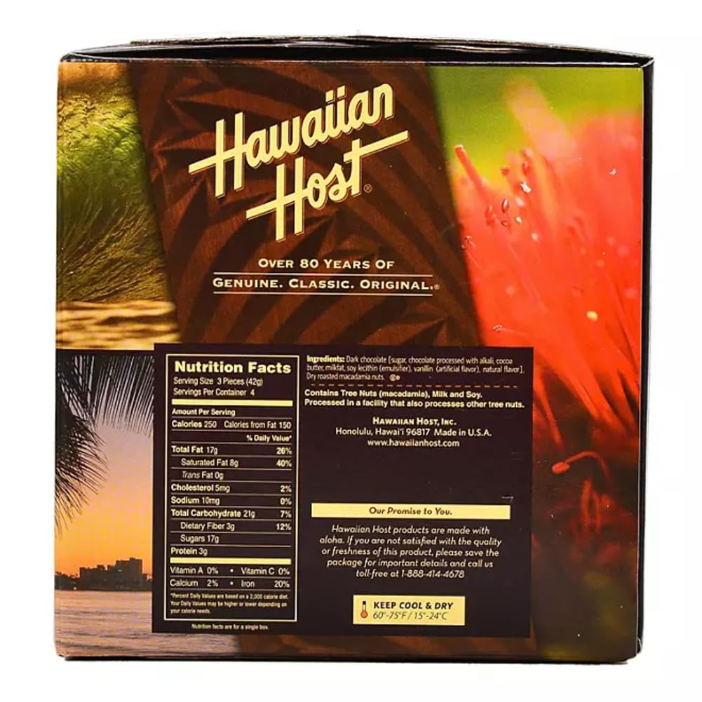Dark Chocolate Covered Macadamia Nuts By Hawaiian Host, 5 Box Tote - 5 Ounces