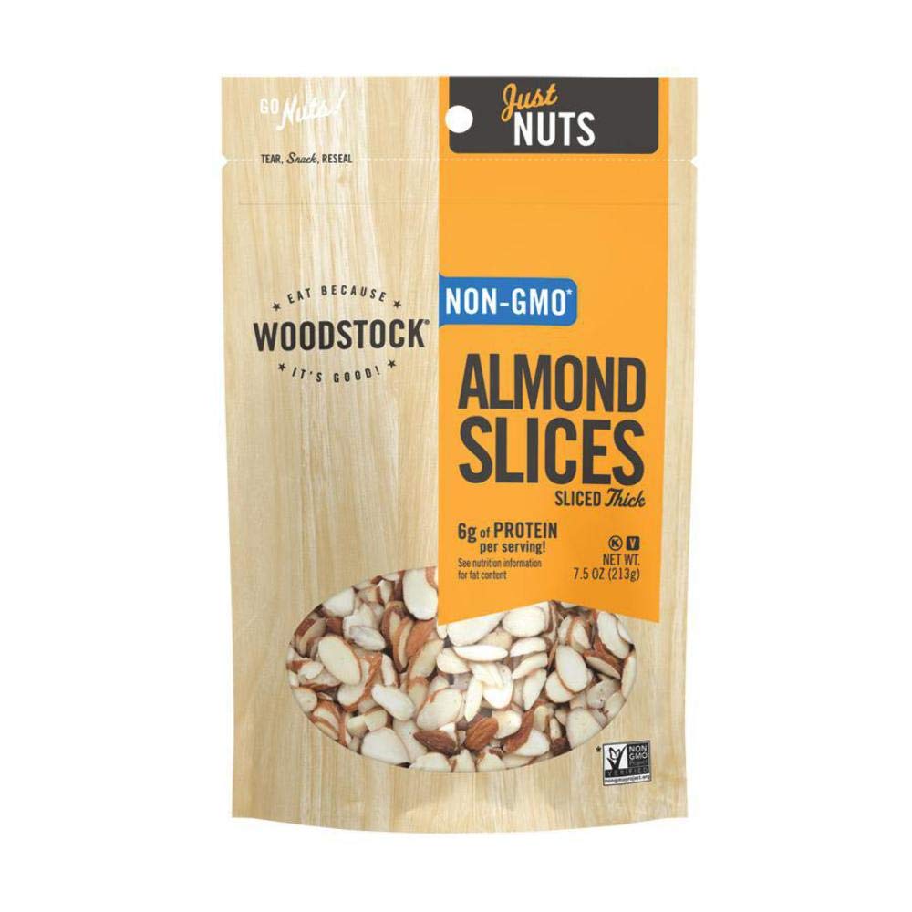 Woodstock Almonds - Thick Sliced - Raw - Case Of 8 - 7.5 Oz.