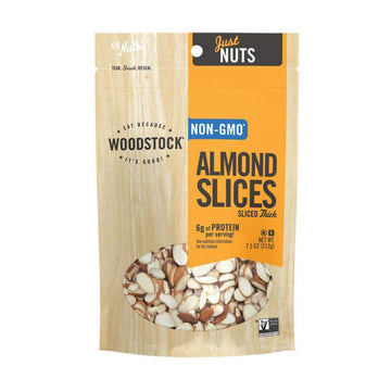 Woodstock Almonds - Thick Sliced - Raw - Case Of 8 - 7.5 Oz.