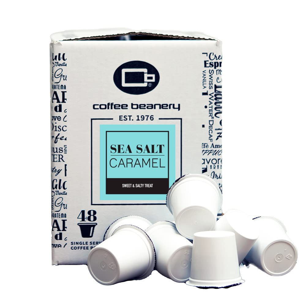 Coffee Beanery Sea Salt Caramel Coffee Pods - Medium Roast Arabica - 48 Count Pack