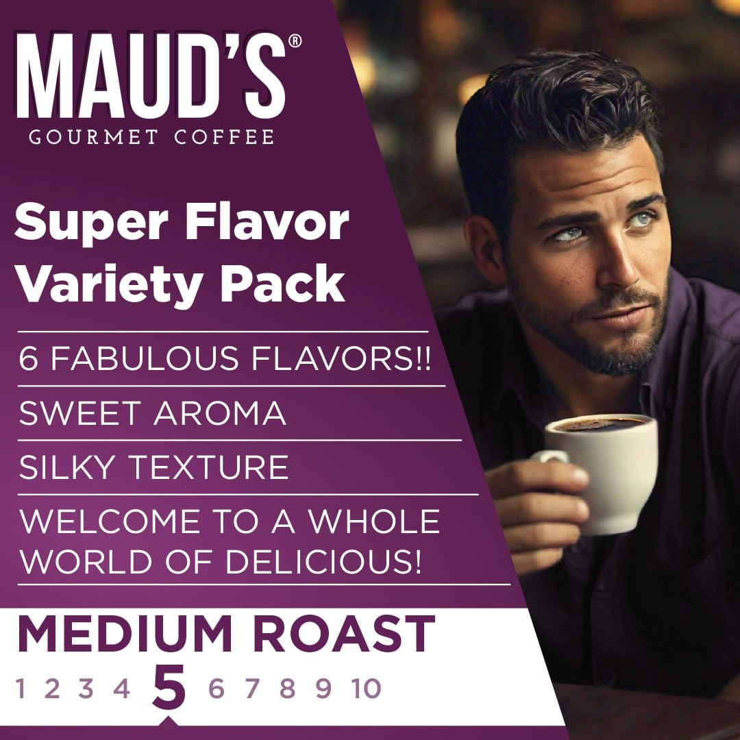 MAUDS Sampler Variety Pack Coffee Pods, Medium Roast, 24 Count, 100% Arabica Beans, Compatible with Keurig K Cups