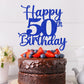 Kaoenla Glitter 50th Birthday Cake Topper, Blue, Paper, Model DDY-695-13-706-75, Cheers to 50 Years Party Decor
