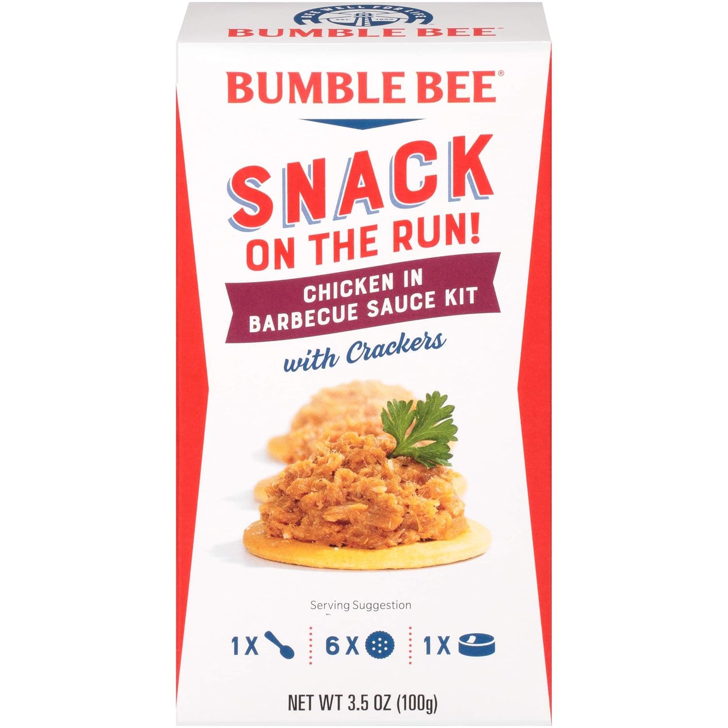 Bumble Bee Snack on the Run BBQ Chicken Salad with Crackers Kit, 3.5 oz - Ready to Eat, Spoon Included - Shelf Stable & Convenie