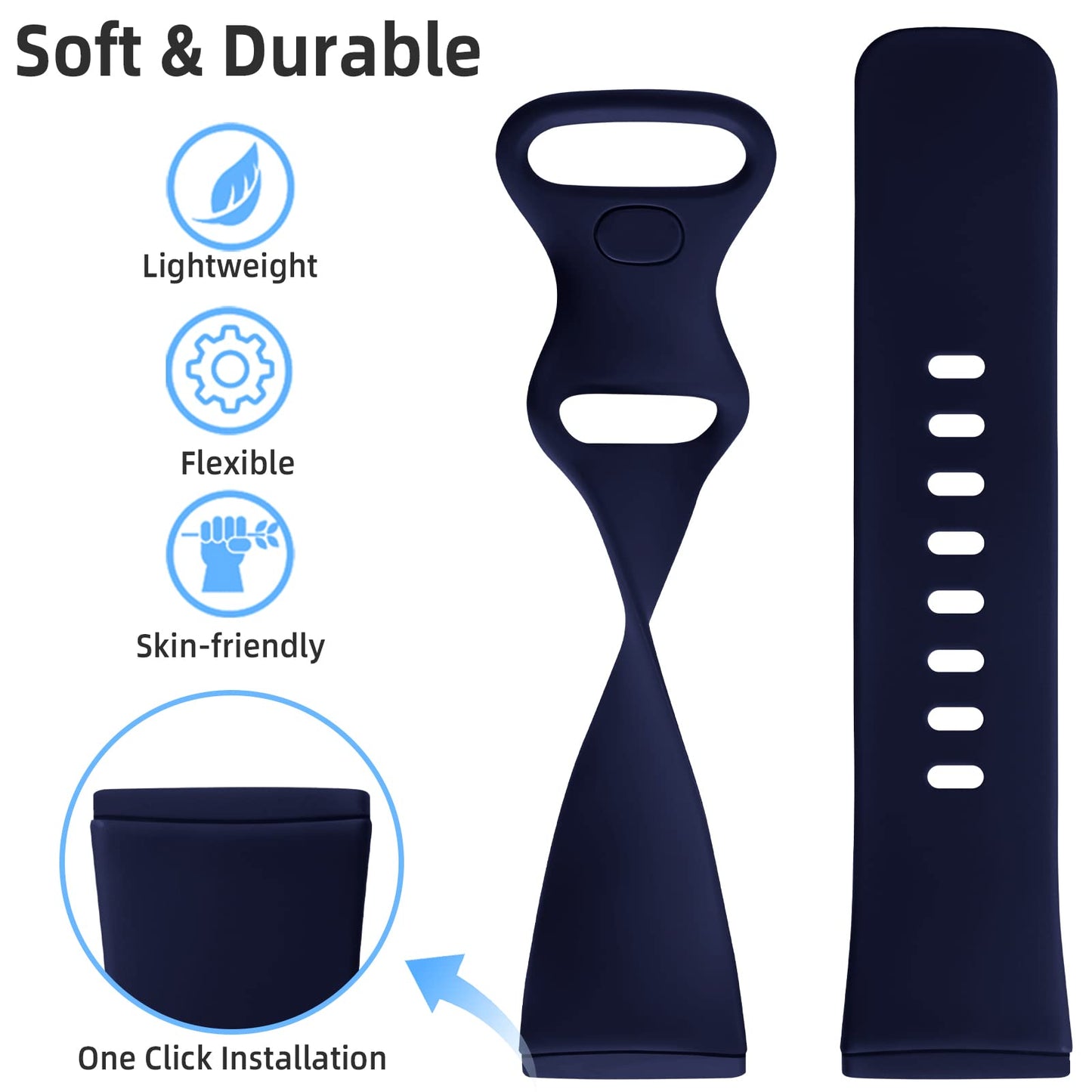Getino Compatible With Fitbit Sense 2/ Sense Bands/Versa 3/ Versa 4 Band Women Men, Silicone Sport Accessories, Band For Fitbit