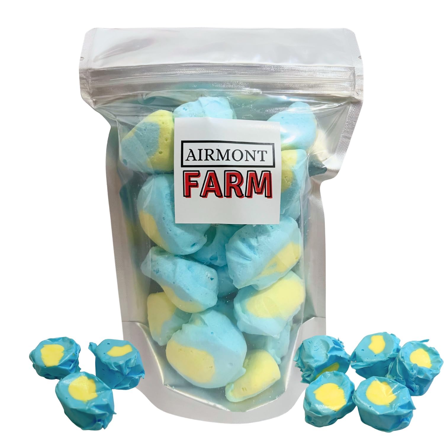 Airmont Farm Freeze-Dried Candy Salt Water Taffy - Passionfruit Flavor - 2 oz - Bite-Sized Pieces - Crunchy Snack