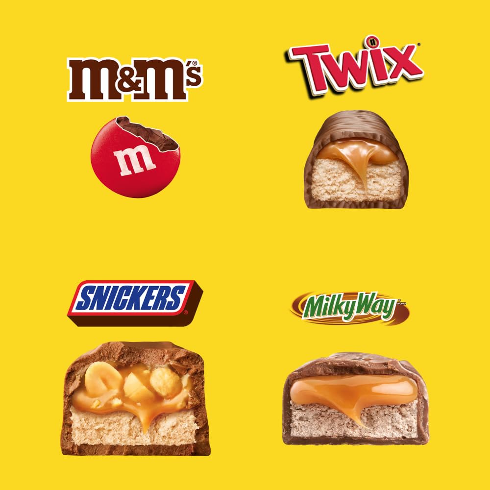 Mars Snickers, M&M'S Milk Chocolate, Milky Way & Twix Fun Size Chocolate Candy Variety Pack, 75 Ct Bulk Bag