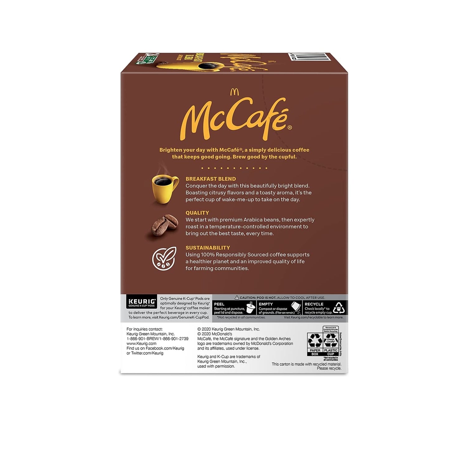 McCafe 24328029 McCafe Breakfast Blend Coffee K-Cup Pods Light Roast