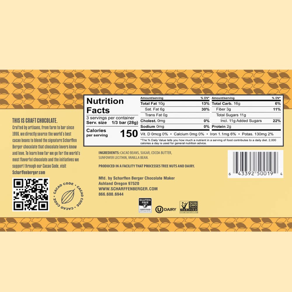 Scharffen Berger Semisweet Dark Chocolate Bar, 62% Cacao, 3 Ounce