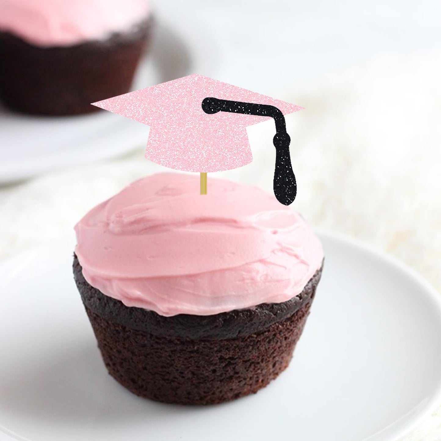 Domoo Of Dreams Graduation Cupcake Toppers Grad Party Decoration Food Picks Congrats Glitter Diploma Cap School Colors Supplies