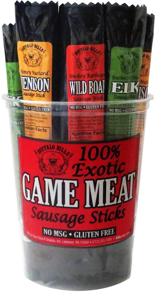 Buffalo Bills Exotic Game Meat Sausage Sticks - Elk, Venison, Wild Boar - 1 Ounce (Pack of 15)