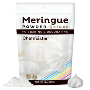 Chefmaster Meringue Powder Deluxe, Professional-Grade Egg White Substitute For Meringue Cookies, Pie Filling, Royal Icing, Non-Gmo, Easy-To-Use, Made In Usa, 16 Oz