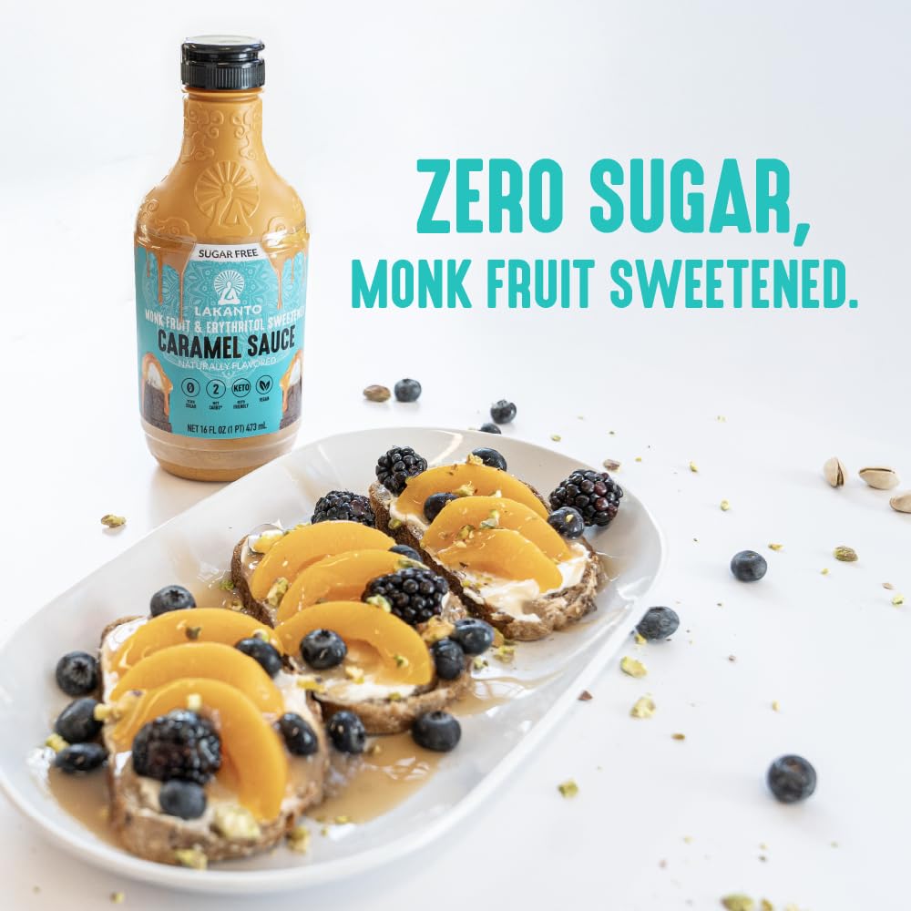 Lakanto Sugar Free Caramel Sauce - Perfect Topping for Brownies, Ice Cream, Milkshake, Smoothies, Coffee, Desserts, Monk Fruit S