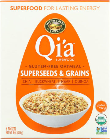 Qi'A Superfood Organic Hot Oatmeal - Superseeds And Grains - 2 Boxes With 6 Packets Each Box (12 Packets Total)